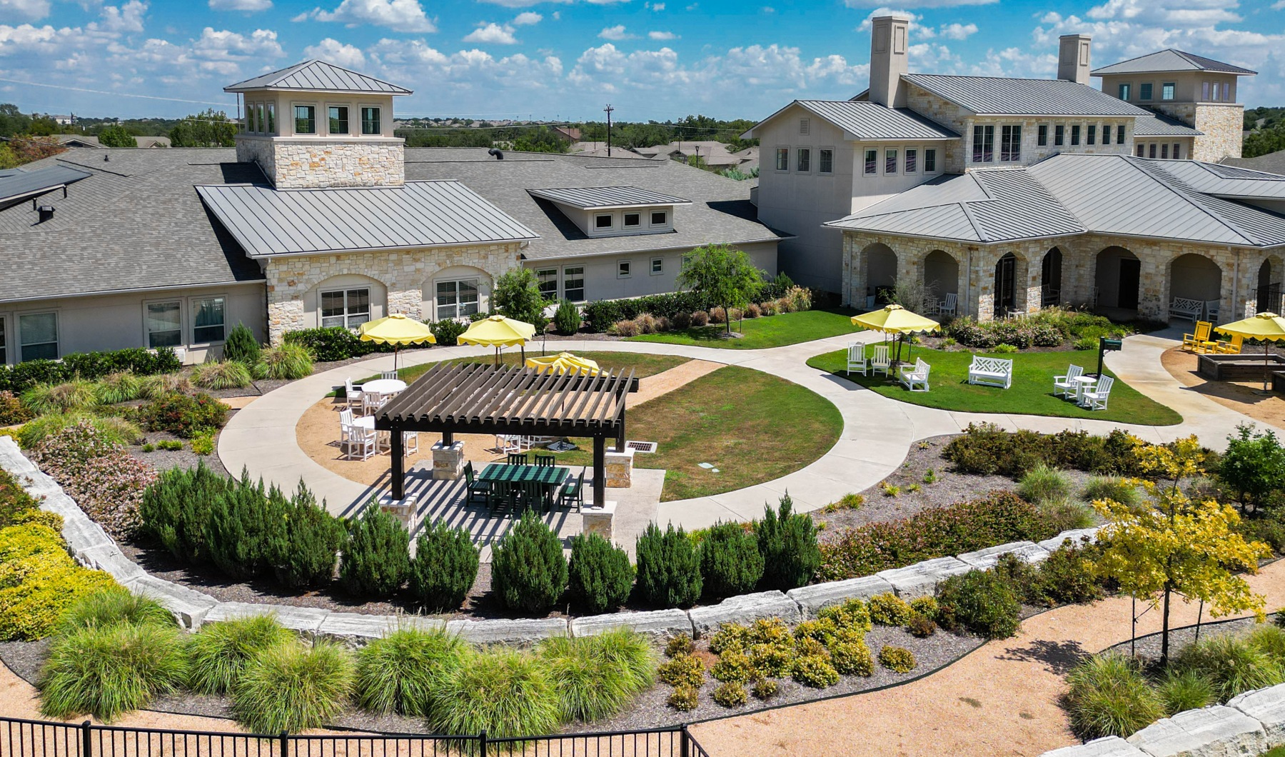 Outdoor aerial shot of The Auberge at Cedar Park