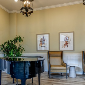 Piano in living room area