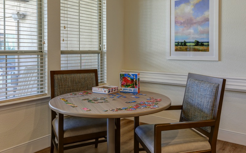 Table with a puzzle out on the table