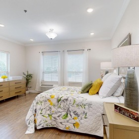 Sleep in style a bedroom with a bed and a dresser